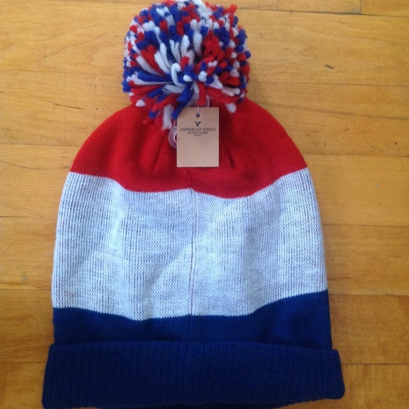 American Eagle USA Olympic Pom Pom Beanie Hat - Picture 7 of 8